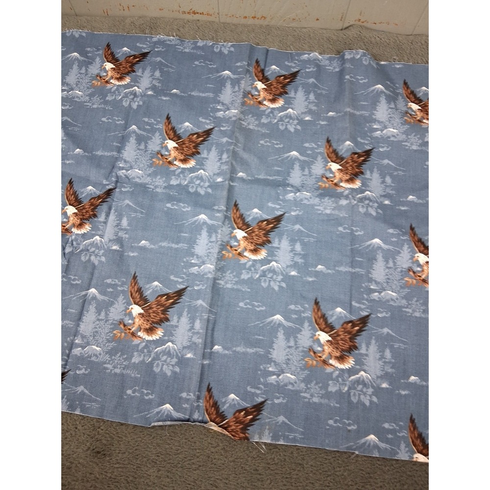 Wamsutta American Bald Eagle Fabric Panel 19X45" Patriotic Flying‎ Blue Mountain